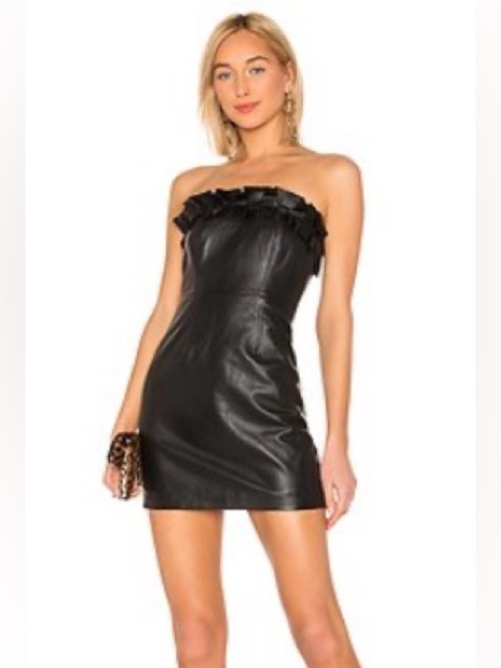 HOUSE OF HARLOW 1960 x REVOLVE Cecilia 100% Leather Dress in Noir